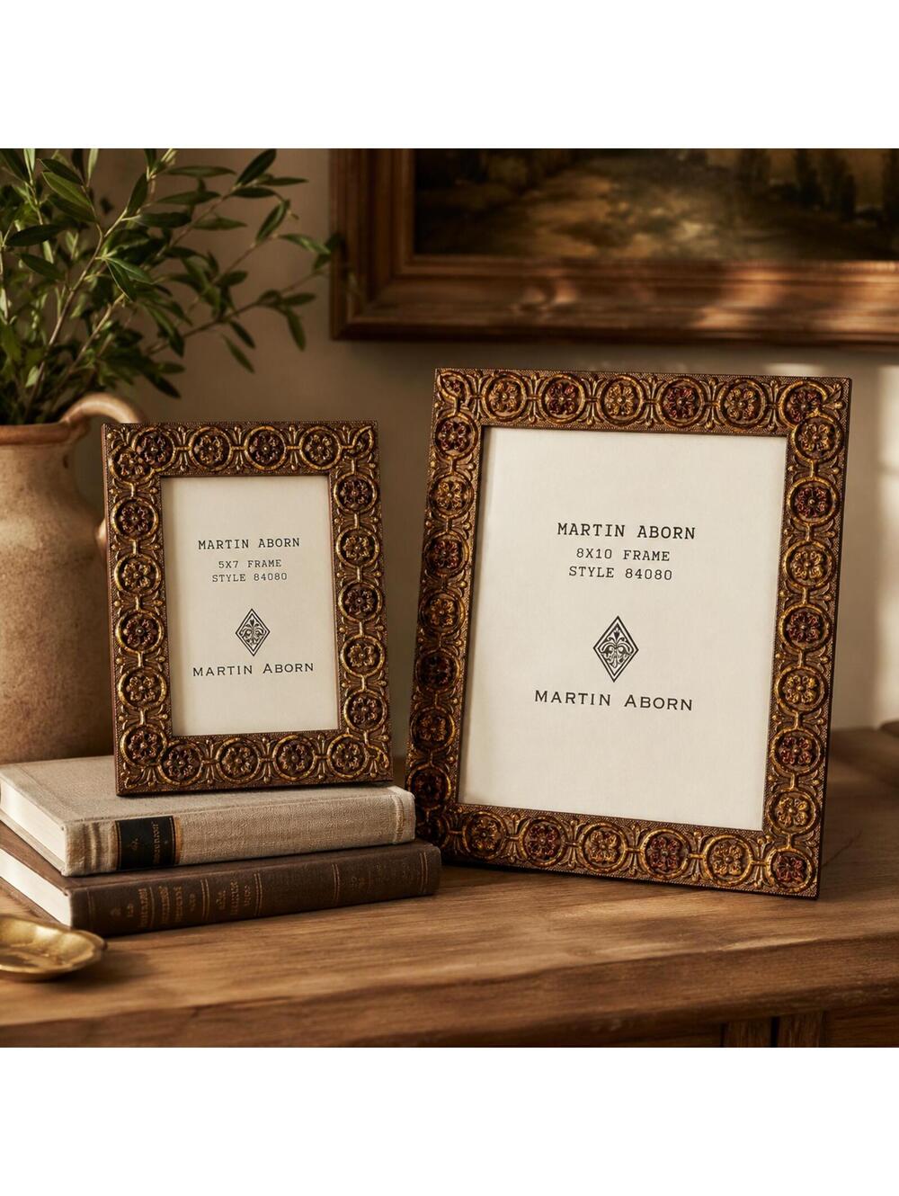 Vintage Martin Aborn Picture Frame Set 5x7 & 8x10 Ornate Gold Bronze - Picture 1 of 11